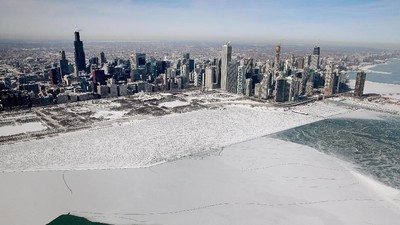 Penampakan Udara Fenomena Polar Vortex di AS