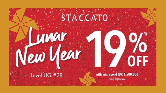 Gerai Staccato di Kota Kasablanka juga tak boleh dilewatkan untuk Anda yang ingin berburu diskon Imlek. Brand sepatu asal Hong Kong tersebut memberikan potongan harga 19% untuk pembelian minimal Rp 1,5 juta. Foto: Instagram/Twitter