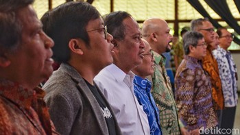 Menteri Riset Teknologi dan Pendidikan Tinggi Mohamad Nasir secara langsung meresmikan laboratorium riset tersebut, di Aula Barat ITB, Kampus ITB, Jalan Ganesha, Kota Bandung, Jumat (1/2/2019). Dalam acara itu hadir juga Rektor ITB Kadarsah Suryadi, CEO sekaligus founder Bukalapak Achmad Zaky. Foto: Satria Nandha/detikcom