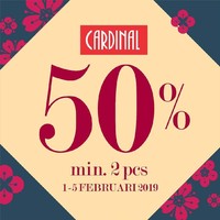 Bagaimana dengan busana? Anda bisa mendatangi gerai Cardinal. Selama periode Imlek, brand fashion yang menjual pakaian wanita, pria, dan anak itu diskon 50% untuk semua item. Jangan sampai kelewatan, gelaran diskon ini berlaku hingga 5 Februari. Foto: Instagram/Twitter