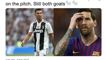 Aksi Messi dan Ronaldo buat timnya sama-sama keren walaupun tak kuasa membawa timnya menang. Tapi keduanya tetap jadi pemain terbaik dunia kok. (Foto: Internet/Twitter)
