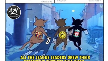 Beberapa tim top lain pun meraih hasil seri pekan ini, bukan cuma Barcelona dan Juventus. (Foto: Internet/Twitter)