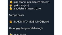 Nah kalau yang ini bukan disuruh ke warung tapi percakapan ketika minta ikut ke pasar. Hayoo ngaku siapa yang begini?  Foto: Twitter