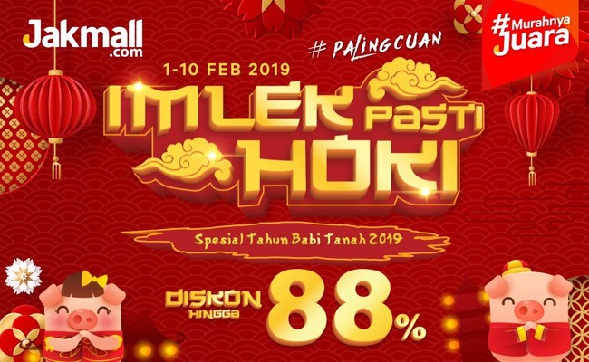 Jakmall juga tak mau ketinggalan menawarkan diskon menyambut Imlek 2019. Hingga 10 Februari, situs belanja ini menawarkan hingga 88% pada berbagai produk, seperti alat elektronik hingga perlengkapan makan. Adapun sejumlah barang yang turun harga menjadi di bawah Rp 88 ribu. Foto: Jakmall