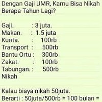 Dengan gaji UMR, jika diasumsikan menikah membutuhkan biaya Rp 50 juta, maka kamu akan bisa menikah 8,3 tahun lagi. Foto: Istimewa