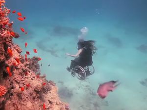 Terpana Melihat Pemandangan Bawah Laut, Menyelam di Atas Kursi Roda