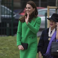 Gaun hijau miliknya adalah rancangan Eponine seharga 2.100 poundsterling atau sekitar Rp 28 juta. Namun bagian kancing gaun membuat netizen salah fokus. Foto: Eddie Mulholland - WPA Pool / Getty Images