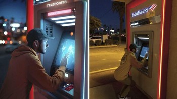 Berpose depan ATM juga keren lho. (Foto: Instagram/Calob Castellon)