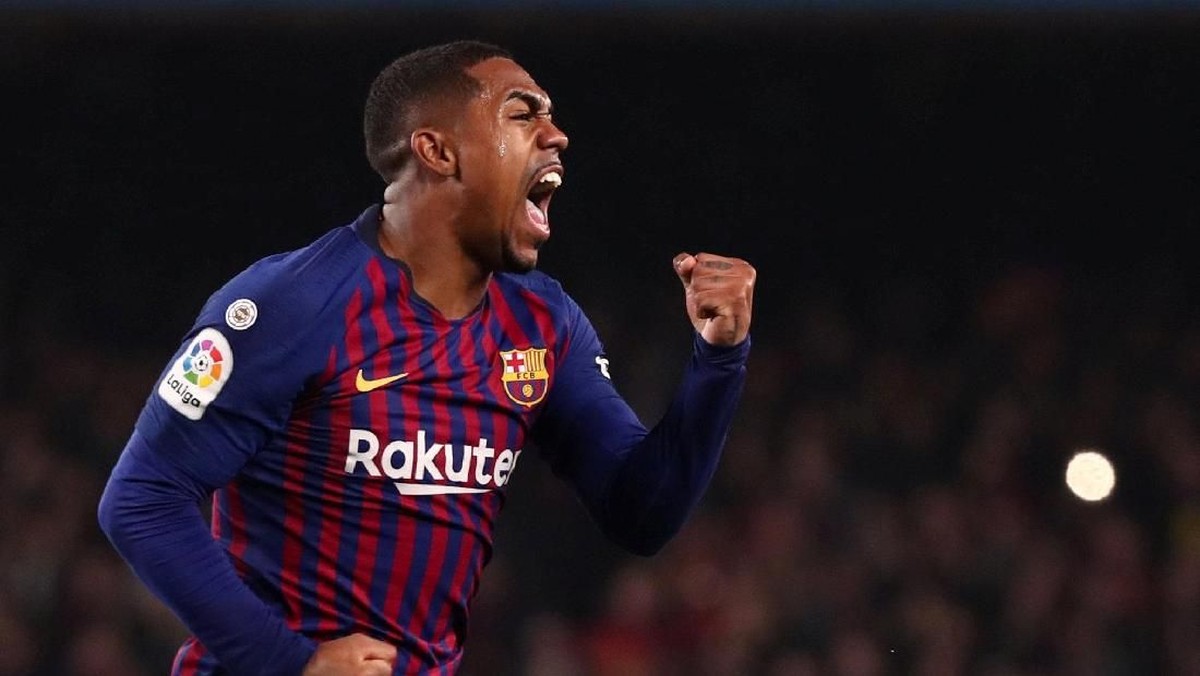 Malcom mencetak gol ke gawang Real Madrid di leg I Semifinal Copa del Rey (Sergio Perez/Reuters)