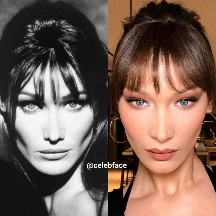 Bella Hadid disebut mirip mantan ibu negara Prancis, Carla Bruni. (Foto: Instagram @celebface) Bella Hadid disebut mirip mantan ibu negara Prancis, Carla Bruni. (Foto: Instagram @celebface)