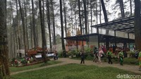 Traveler juga tidak perlu khawatir kelelahan, haus dan lapar. Di dalam terdapat cafe dan food court serta bangku-bangku santai yang tersebar di kawasan hutan pinus.