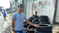 Seorang seniman muda asal Brasil, Amarildo Silva berhasil mengubah ban bekas menjadi tempat tidur hewan dan juga kerajinan tangan lainnya. Foto: Dok. Facebook/Amarildo Silva