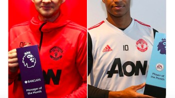 Selain Solskjaer, striker Marcus Rashford juga meraih penghargaan Player of The Month. Foto: istimewa