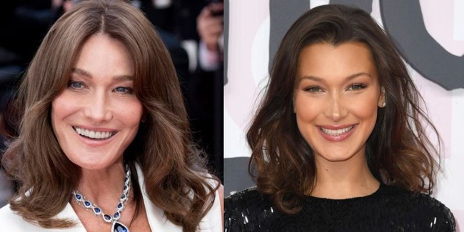 Bella Hadid memang beberapa kali dikatakan mirip dengan Carla Bruni. Majalah Harpers Bazaar Australia pernah menyebutkan mereka seperti kembar dan punya kemiripan yang menakutkan. Dalam sebuah artikel di W Magazine, ada teori konspirasi bahwa keduanya adalah orang yang sama. Mereka pun terlihat identik terutama ketika Carla Bruni berusia 20an dan 30an. (Foto: Ist.)