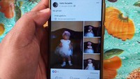 Meli menunjukkan aktivitas sang suami yang beberapa kali mengunggah foto dirinya dan sang anak bungsu yang masih kecil.