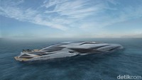 The Valkyrie Project merupakan kapal spektakuler, ramping dan sarat dengan fitur hiburan mewah super keren. Panjangnya 229 meter dan akan menjadi kapal superyacht terbesar di dunia (Foto: Chulhun Park/CNN Travel)