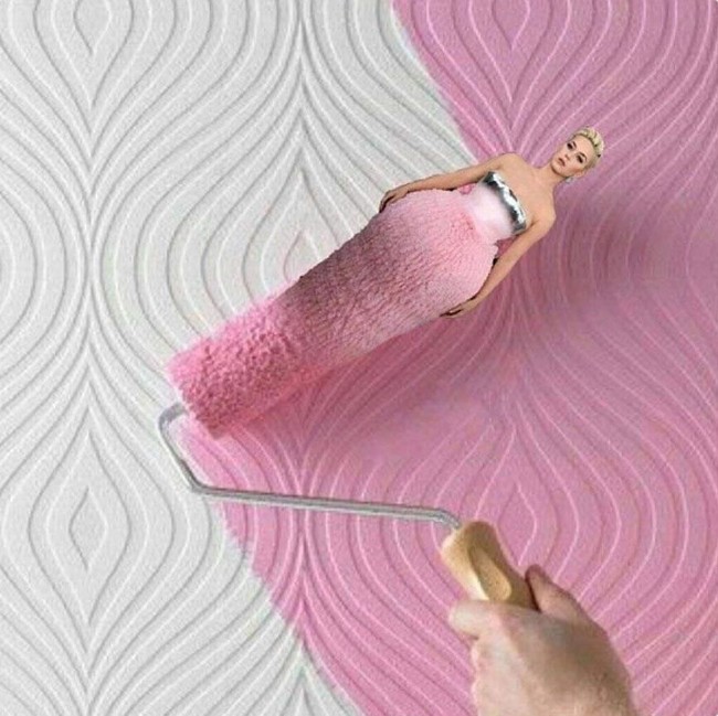 Seseorang mengedit Katy Perry dan gaunnya menjadi kuas cat tembok.  Foto: Istimewa
