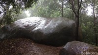 Batu andesit terjal cukup menyiksa lutut sehingga harus beberapa kali berpegangan pada bambu dan tali webling (Idris/detikTravel)