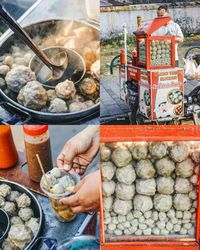 Mantap! Bakso Prasmanan dengan Isian Telur hingga Cumi di Gerobak Motor