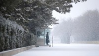 Salju yang turun di kota Beijing membuat pemandangan kota itu dipenuhi hamparan putih. Jason Lee/reuters.