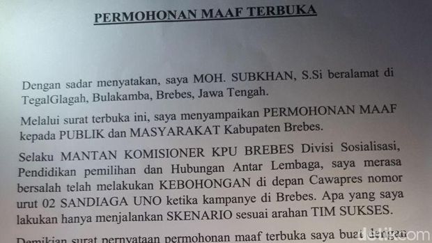 Surat yang beredar.