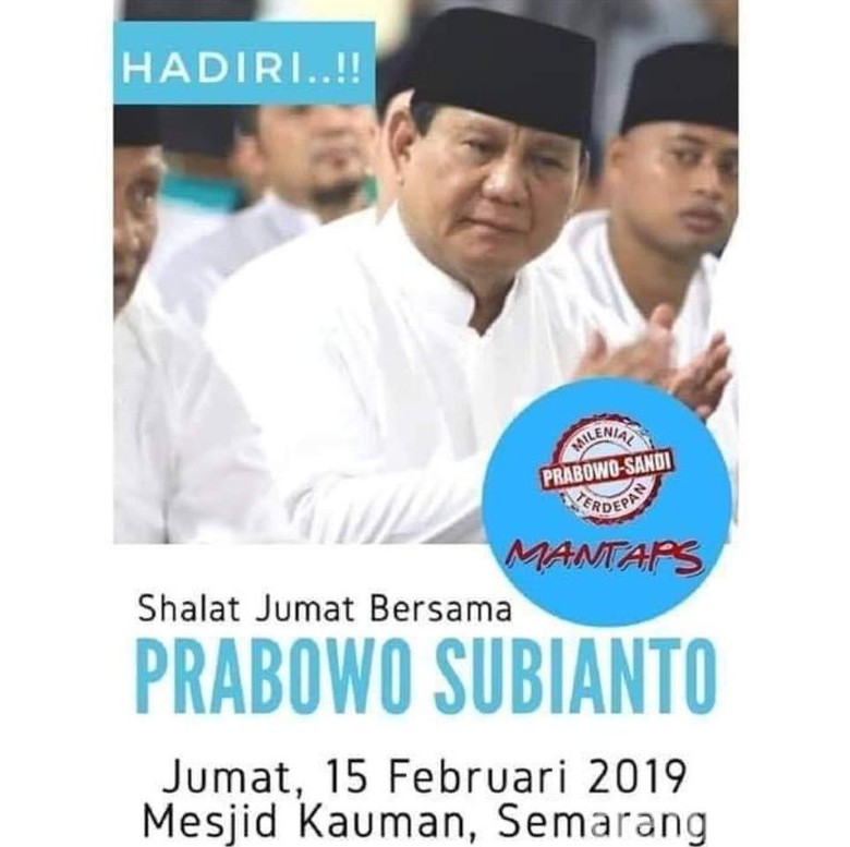 Takmir: Pamflet Jumatan Prabowo Banyak Ditempel di Kauman Semarang Takmir: Pamflet Jumatan Prabowo Banyak Ditempel di Kauman Semarang
