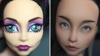 Bahkan ia dapat melukis wajah boneka tersebut menjadi tanpa makeup. Dok. Instagram/oli.krolik