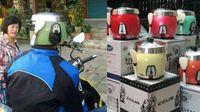 Kocak! Wanita Ini Pakai Panci Rice Cooker Sebagai Pengganti Helm