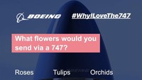 Boeing memberi template bagi para follower-nya. Di moment Valentine ini, Boeing menanyakan bunga apa yang ingin traveler kirim hingga untuk siapa bunga itu (Boeing)
