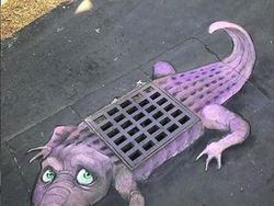 Keren! Bermodal Kapur Ciptakan Karya Street Art 3D