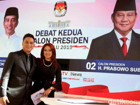 Anisha Dasuki dan Tommy Tjokro, moderator debat capres kedua