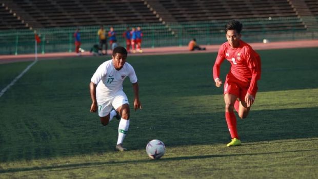 Timnas Indonesia U-22 sempat tertinggal satu Myanmar di babak pertama.