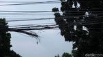 Bahaya! Kabel Semrawut Ini Putus Gegara Terbakar