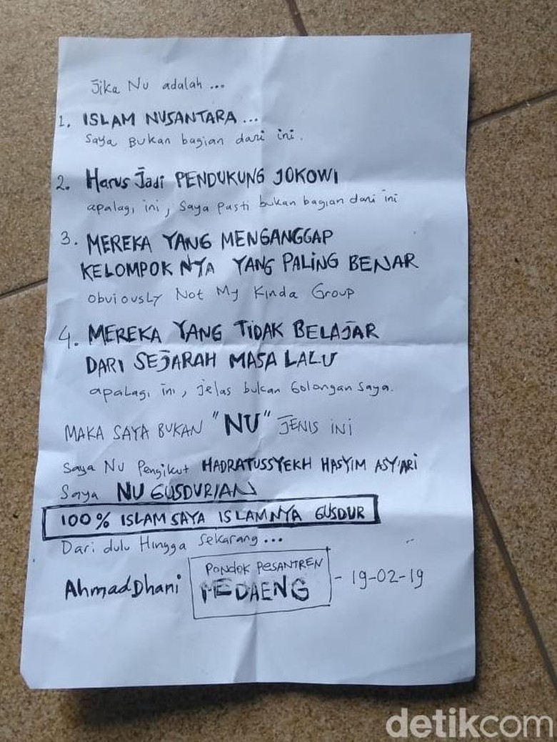 Ahmad Dhani Tulis Surat Sebut Dirinya NU Gusdurian Ahmad Dhani Tulis Surat Sebut Dirinya NU Gusdurian