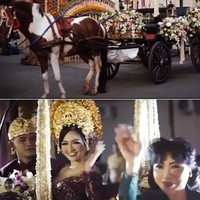 Kedua mempelai tampak naik kereta kuda untuk menuju tempat resepsi pernikahan mereka yang dihadiri lebih dari 7.000 undangan. Para undangan yang hadir pun datang dari kalangan selebriti dan publik figur mulai dari Chelsea Olivia - Glenn Alinskie, Gibran Rakabuming, Hotman Paris Hutapea, Atta Halilintar, Natasha Wilona dan masih banyak lagi. Foto: Dok. Anne Avantie