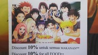 Dalam rangka memeriahkan ulang tahun Naruto, rumah makan yang satu ini sampai buat promo khusus. Siapa yang mau? Foto: Warung Naruto
