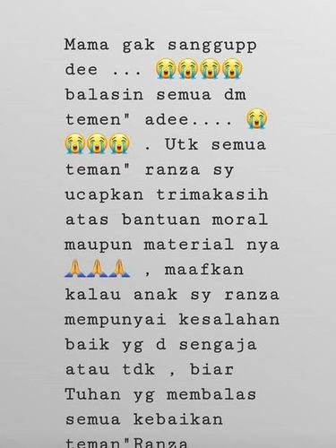 Ranza Ferdian Meninggal Dunia, Ibunda: Maafkan Kalau Ranza Punya Kesalahan!