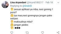 Saking pedasnya mulut dan tangan netizen, mbak yang ini menyamakannya dengan sambal. Jadi pesan nasi goreng jangan pakai netizen.  Foto: Twitter