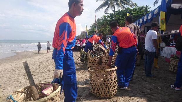 Berbagai sampah diangkut mulai dari sampah plastik hingga dedaunan.