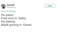 Kocak sih! H. Slamet jadi H. Safety. Bebek goreng Slamet versi Inggris. Foto: Istimewa