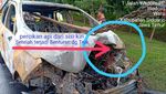 Penampakan Mobil Terbakar di Tol Waru Juanda