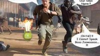 Meme ini tampaknya dibuat sebagai salah satu sindiran karena tabung gas 3 kg sering meledak. Btw, itu bule-bule kok ngomongnya bahasa jawa. Foto: Istimewa
