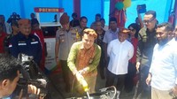 Genaral Manager Pertamian MOR VIII, Iin Febrian, mengakatakan lembaga penyaluran satu harga di Pulau Buru ini adalah yang ke 39 untuk wilayah Maluku dan Papua. Untuk di Maluku penyaluran ini yang kelima sejak pemerintah mencanakan BBM Satu Harga.Foto: Muslimin Abbas/detikcom