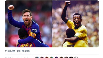 Netizen pun ada yang menggelar polling, di sini Messi versus Pele. Hasilnya, Messi meraih suara lebih banyak. Foto: istimewa