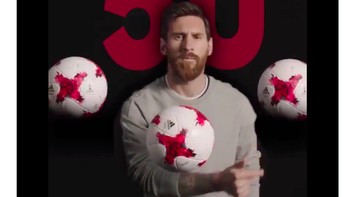 Gambar Messi dengan tiga gol, lambang hattrick, yang diposting seorang netizen. Foto: istimewa