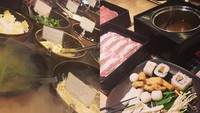 Nah, kalau ini keseruan Jossy saat makan shabu-shabu di Jakarta. Pelengkap shabu-shabunya berlimpah nih hihi. Foto: Instagram josscy