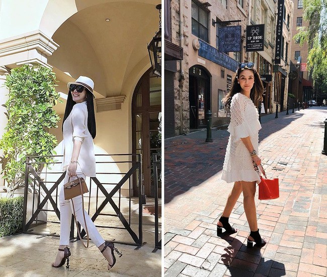 Busana bernuansa putih menjadi favorit keduanya saat berpelesiran ke luar negeri. Mana favoritmu? (Foto: Instagram)