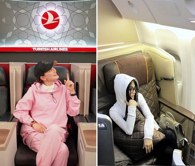 Begini gaya mereka saat berpergian dengan pesawat kelas bisnis dan first class. Santai tapi tetap stylish. (Foto: Instagram)