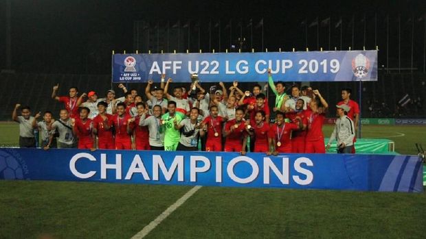 Timnas Indonesia saat juara Piala AFF U-22 di Phnom Penh Kamboja. (