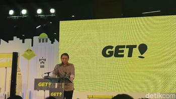 Menteri Komunikasi dan Informatika, Rudiantara dalam sambutannya mengaku bangga dengan pencapaian Go-Jek. Ia berkelakar jika nanti Get telah menjadi unicorn, namanya bisa diganti menjadi Gotcha. (Foto: detikINET/Virgina Maulita Putri)
